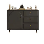 Commode élégante en bois noir avec tiroirs et armoire