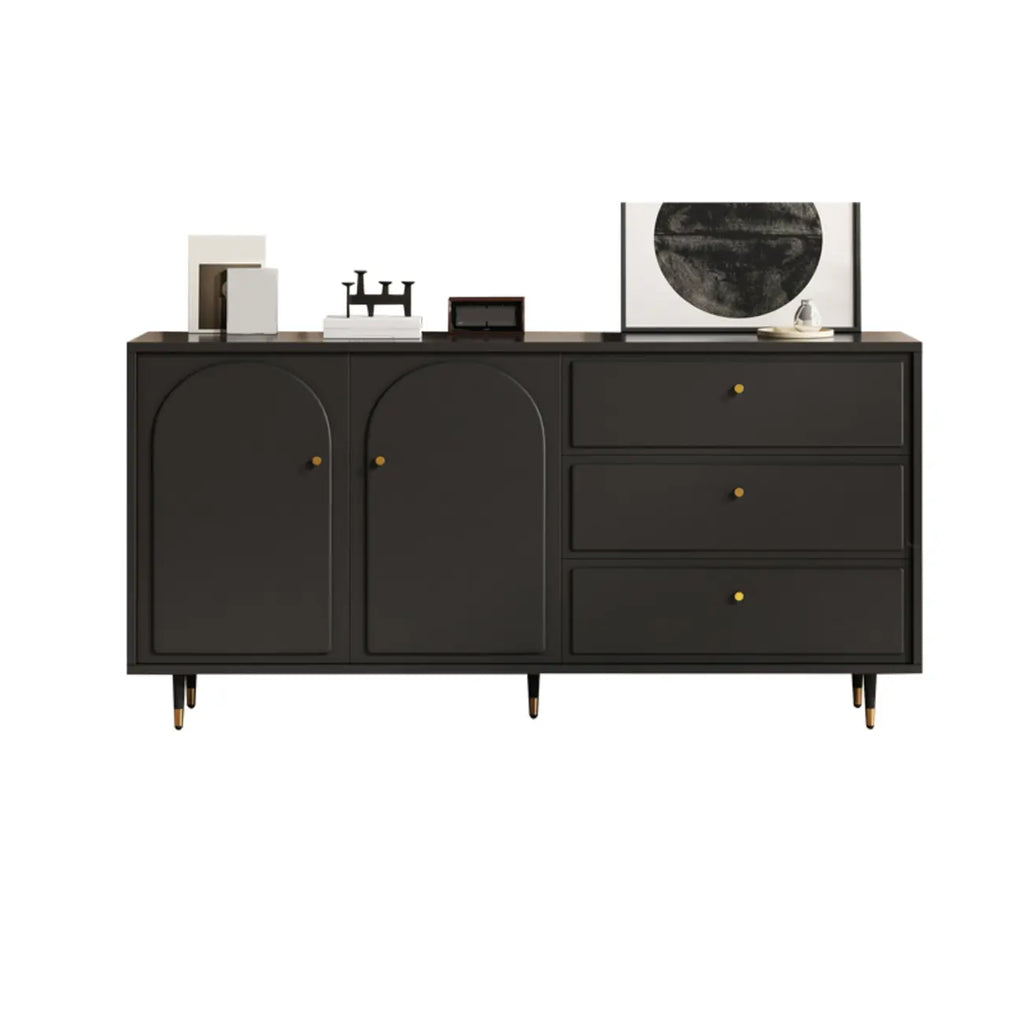 Commode élégante en bois noir avec tiroirs et armoire