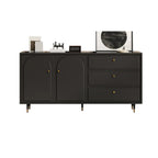 Commode élégante en bois noir avec tiroirs et armoire