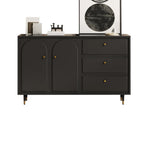 Commode élégante en bois noir avec tiroirs et armoire