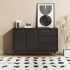 Commode élégante en bois noir avec tiroirs et armoire