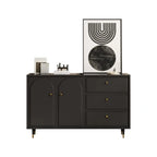 Commode élégante en bois noir avec tiroirs et armoire