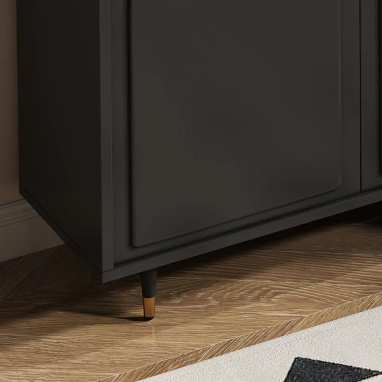 Commode élégante en bois noir avec tiroirs et armoire