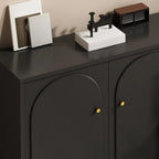 Commode élégante en bois noir avec tiroirs et armoire