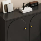 Commode élégante en bois noir avec tiroirs et armoire
