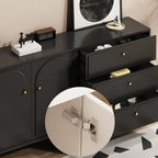 Commode élégante en bois noir avec tiroirs et armoire