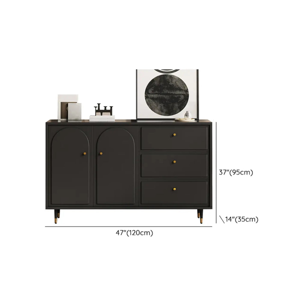 Commode élégante en bois noir avec tiroirs et armoire