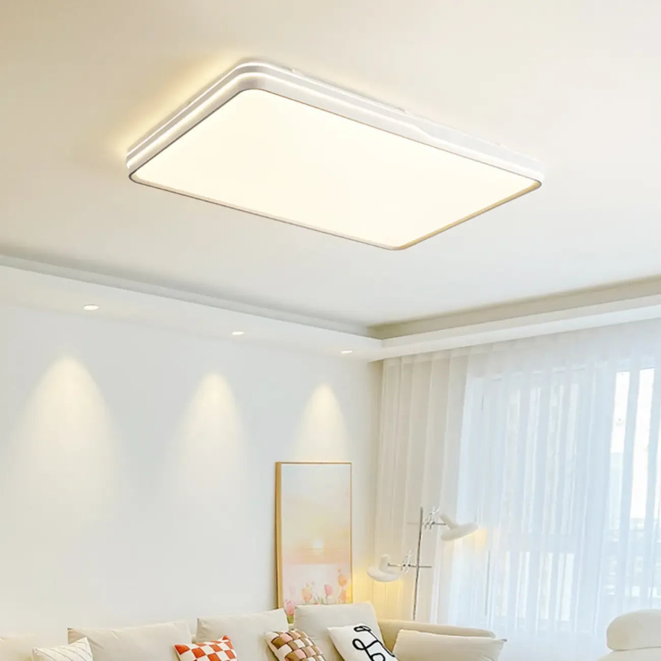 Plafonnier LED encastré à intensité variable avec abat-jour, idéal pour le salon