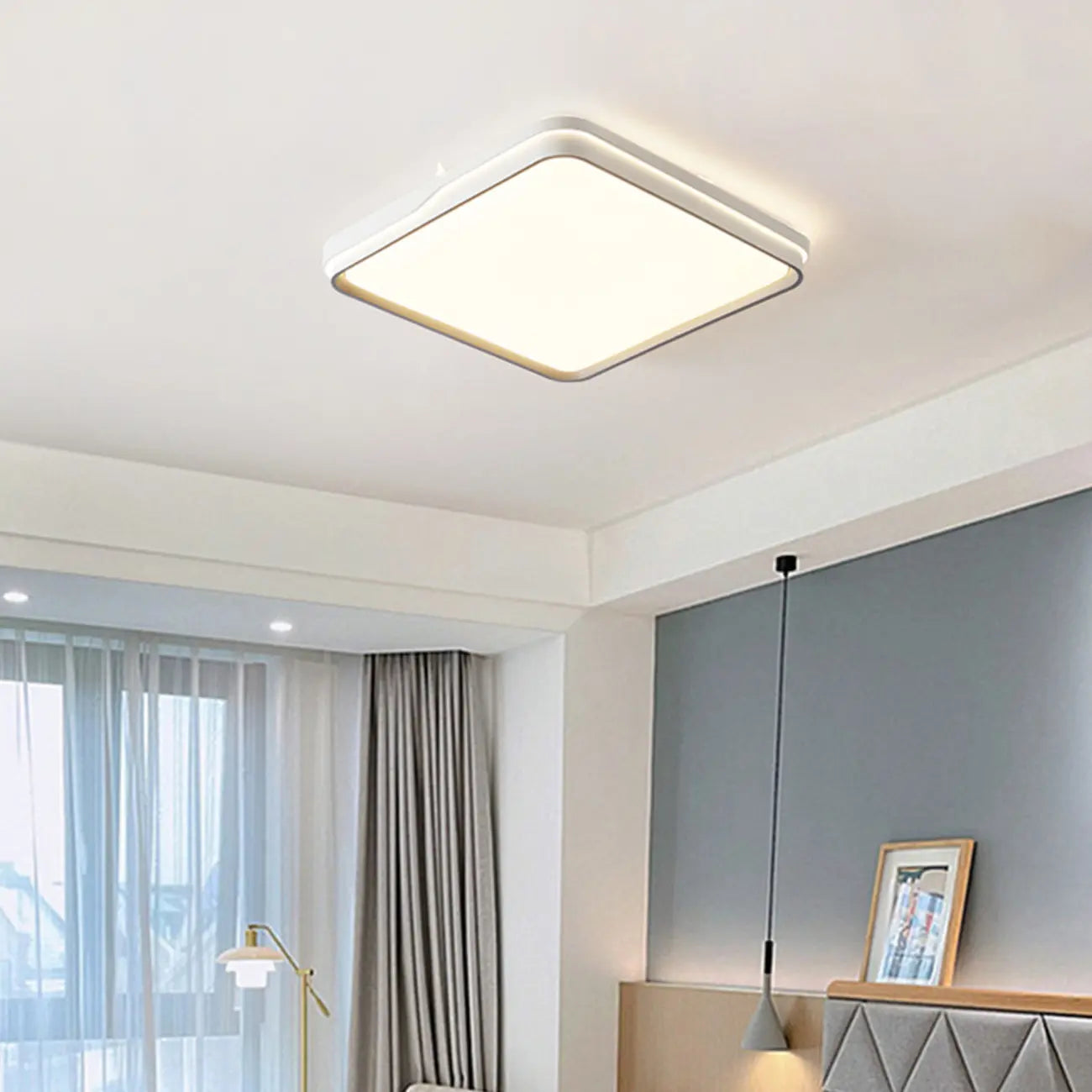 Plafonnier LED encastré à intensité variable avec abat-jour, idéal pour le salon