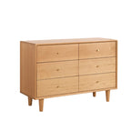 Commode double traditionnelle à 3 niveaux en bois naturel avec poignées dorées