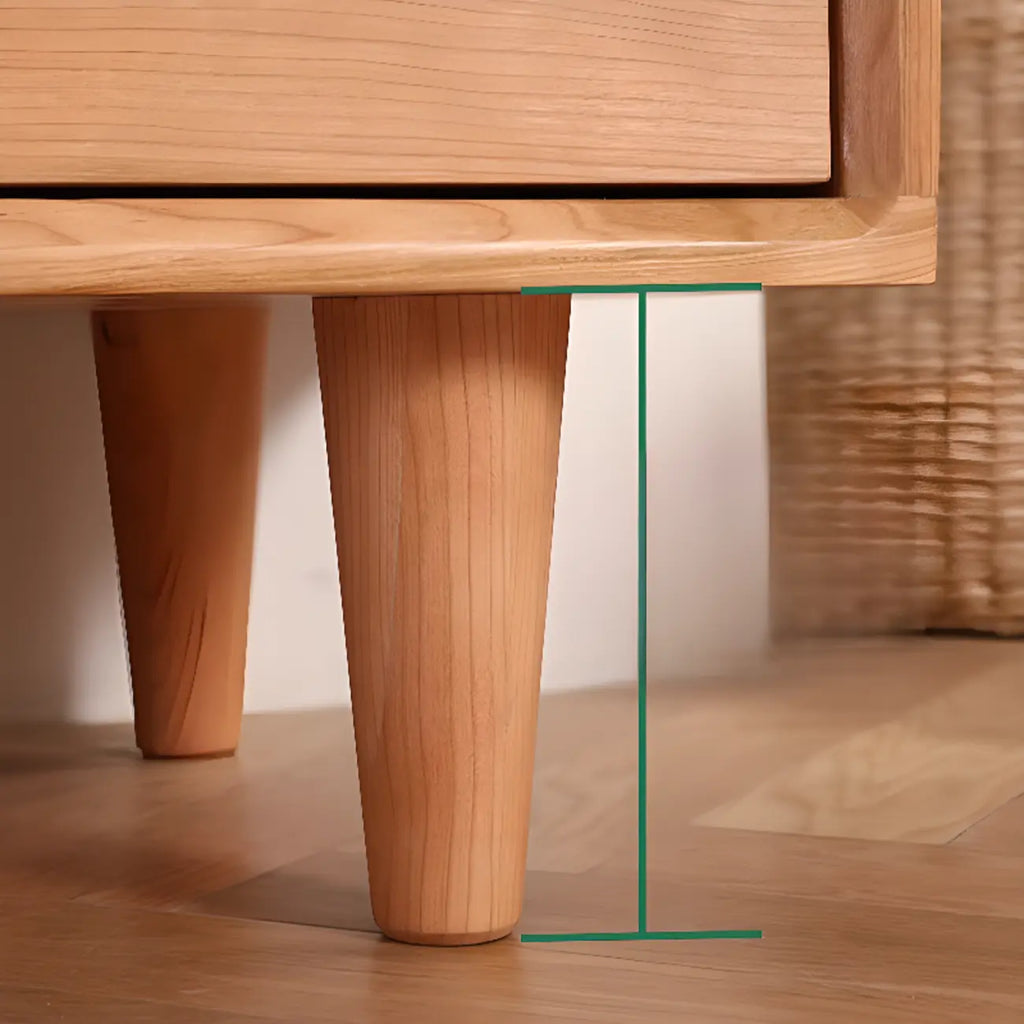 Commode double traditionnelle à 3 niveaux en bois naturel avec poignées dorées
