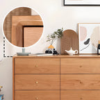 Commode double traditionnelle à 3 niveaux en bois naturel avec poignées dorées