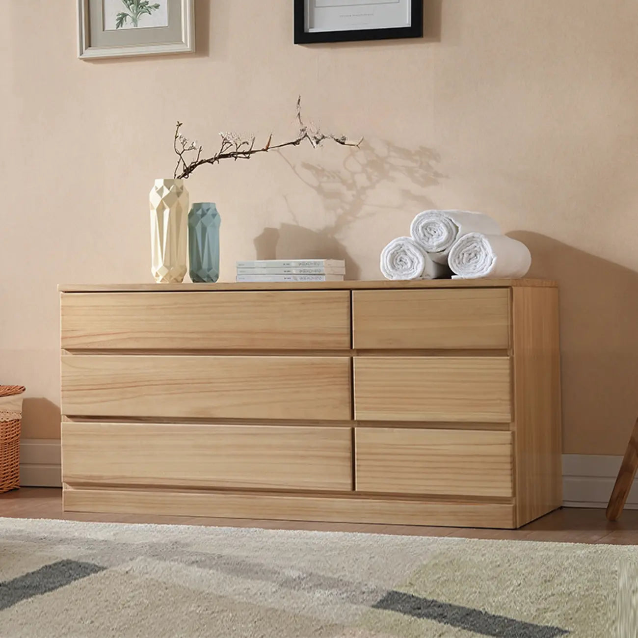Commodes doubles classiques en bois avec 7 tiroirs