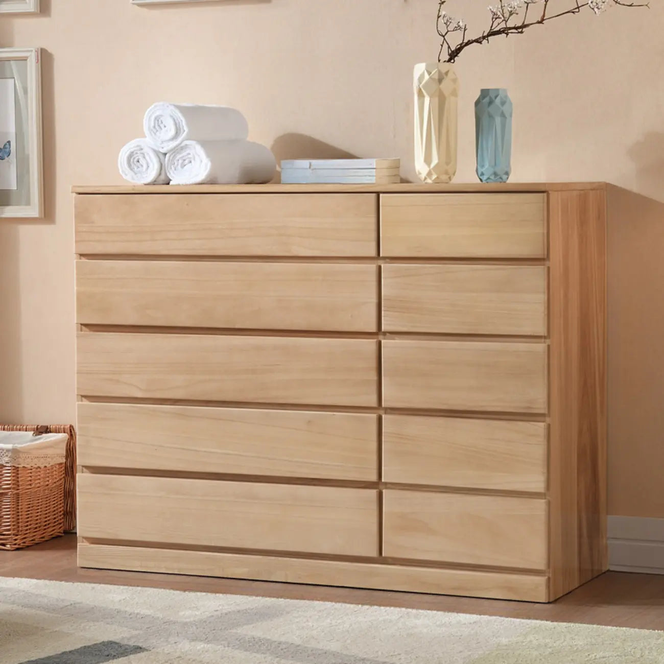Commodes doubles classiques en bois avec 7 tiroirs