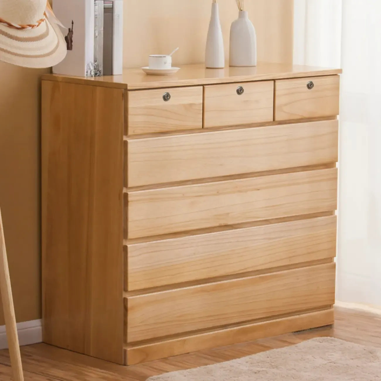 Commodes doubles classiques en bois avec 7 tiroirs