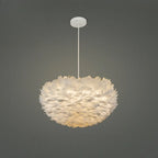 Suspension moderne blanche à plumes, hauteur réglable
