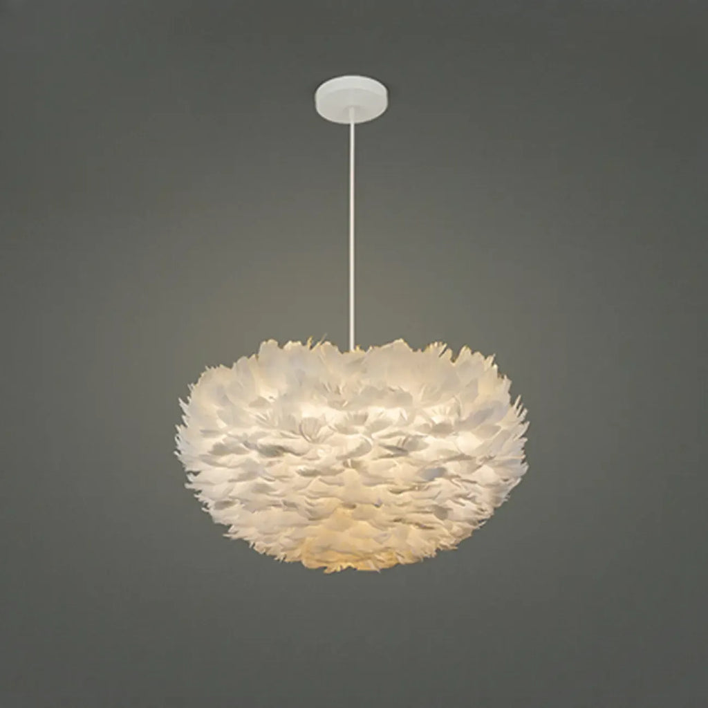 Suspension moderne blanche à plumes, hauteur réglable