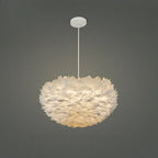 Suspension moderne blanche à plumes, hauteur réglable