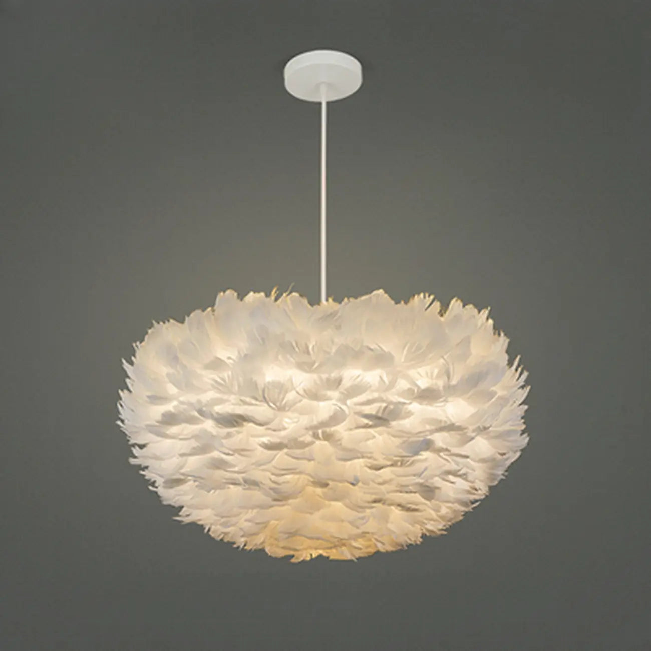 Suspension moderne blanche à plumes, hauteur réglable