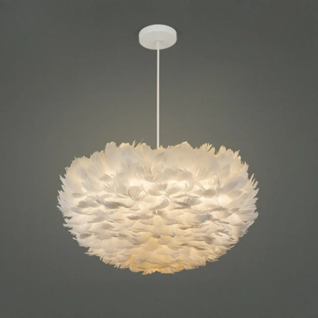 Suspension moderne blanche à plumes, hauteur réglable