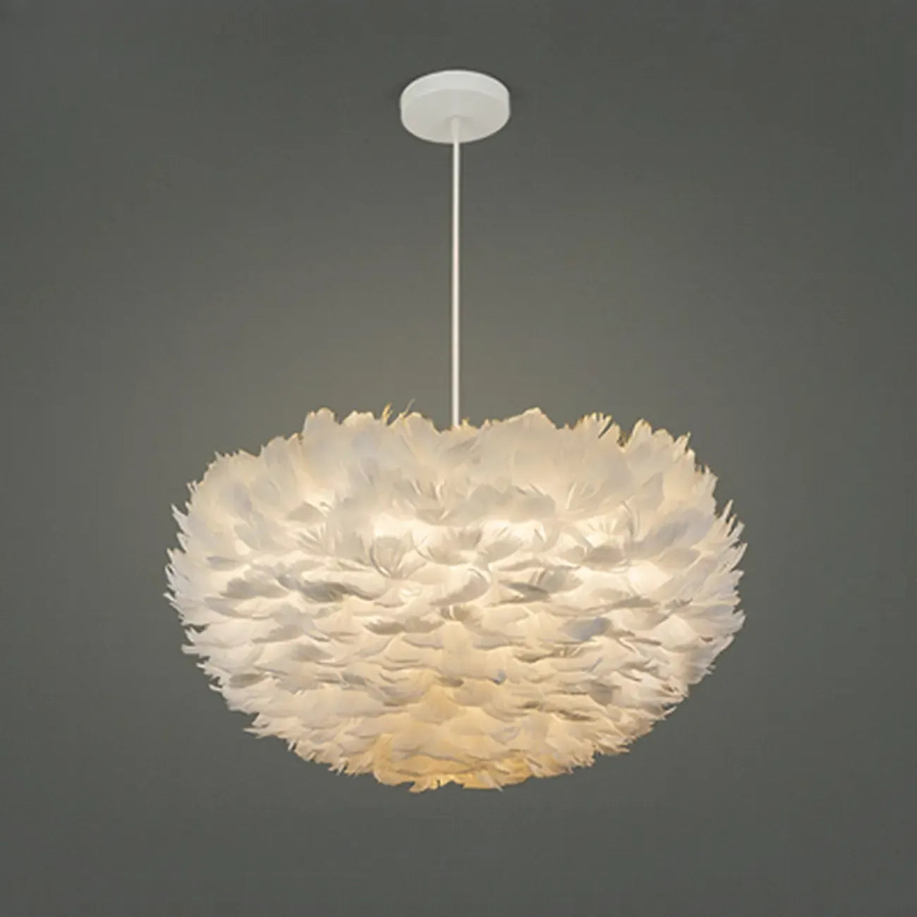 Suspension moderne blanche à plumes, hauteur réglable
