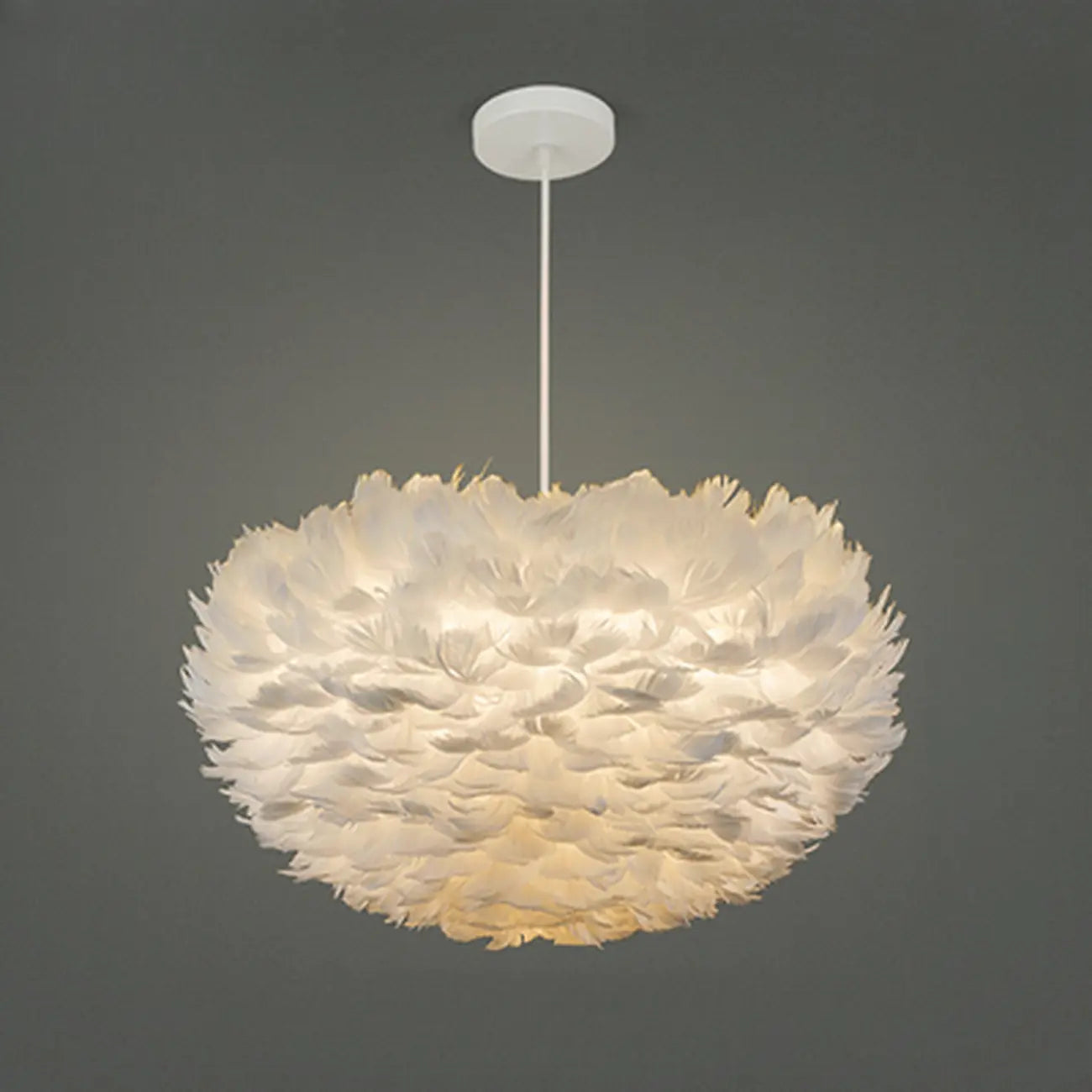 Suspension moderne blanche à plumes, hauteur réglable