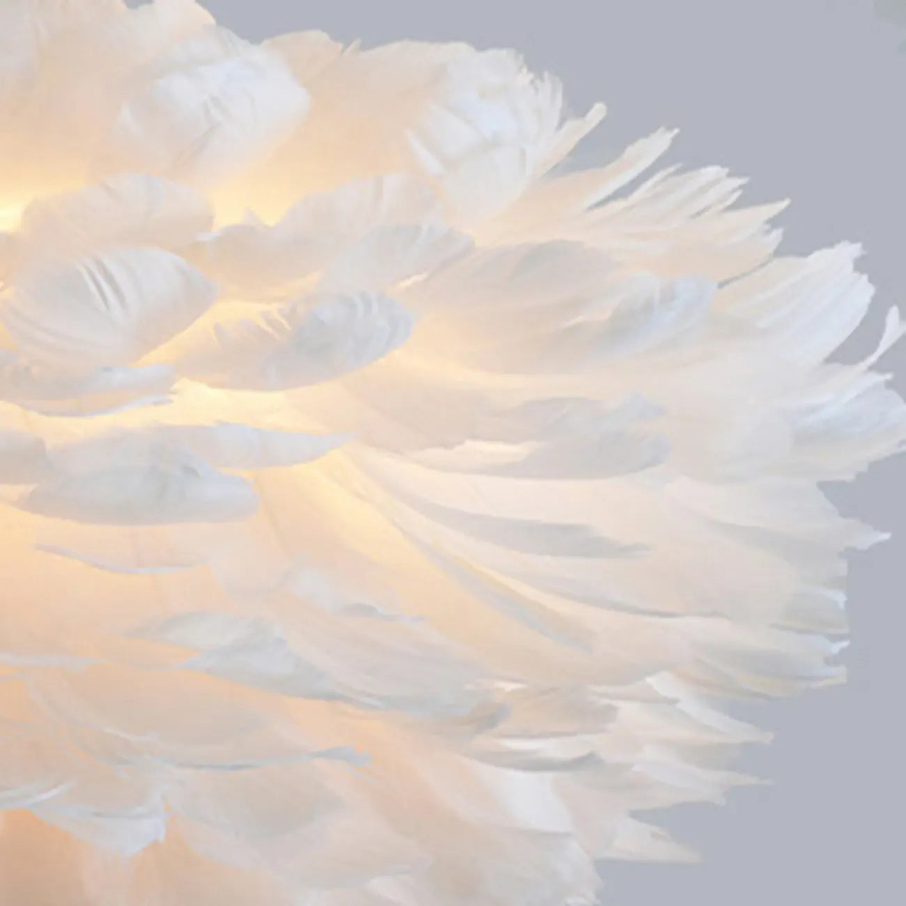 Suspension moderne blanche à plumes, hauteur réglable