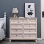 Commode élégante en bois blanc à 9 tiroirs avec poignée en métal