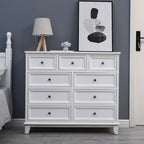 Commode élégante en bois blanc à 9 tiroirs avec poignée en métal