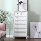 Commode élégante en bois blanc à 9 tiroirs avec poignée en métal