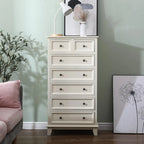 Commode élégante en bois blanc à 7 tiroirs avec poignée en métal