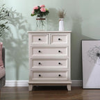 Commode élégante en bois blanc à 7 tiroirs avec poignée en métal