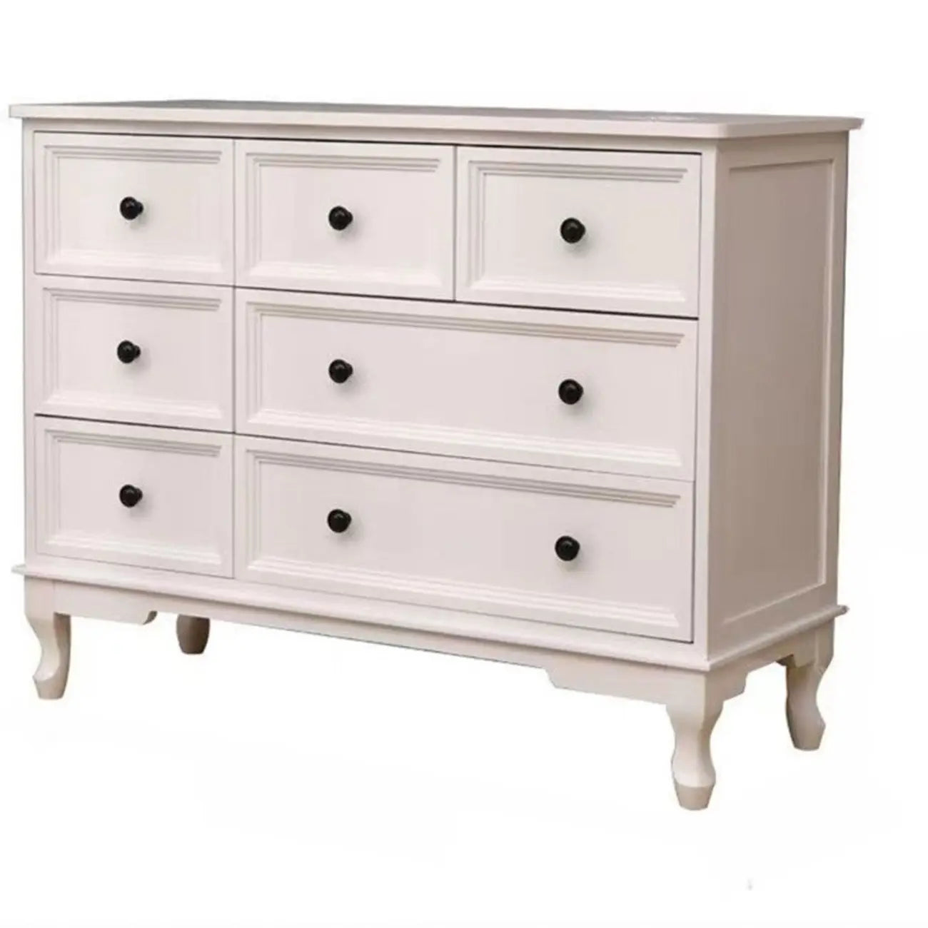 Commode élégante en bois blanc à 9 tiroirs avec poignée en métal