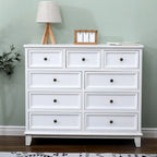 Commode élégante en bois blanc à 9 tiroirs avec poignée en métal