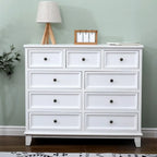Commode élégante en bois blanc à 9 tiroirs avec poignée en métal