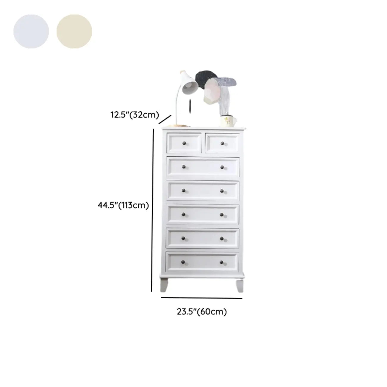 Commode élégante en bois blanc à 9 tiroirs avec poignée en métal