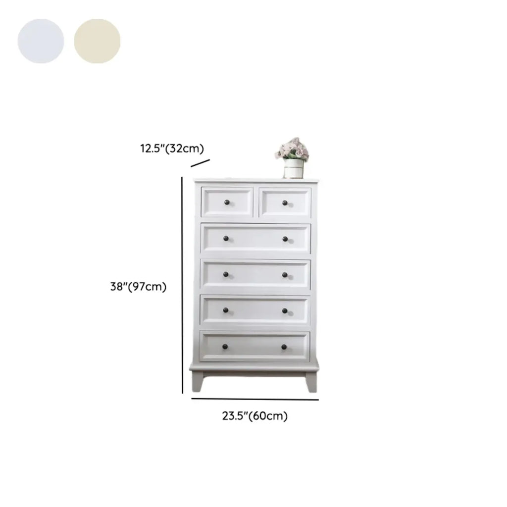 Commode élégante en bois blanc à 9 tiroirs avec poignée en métal