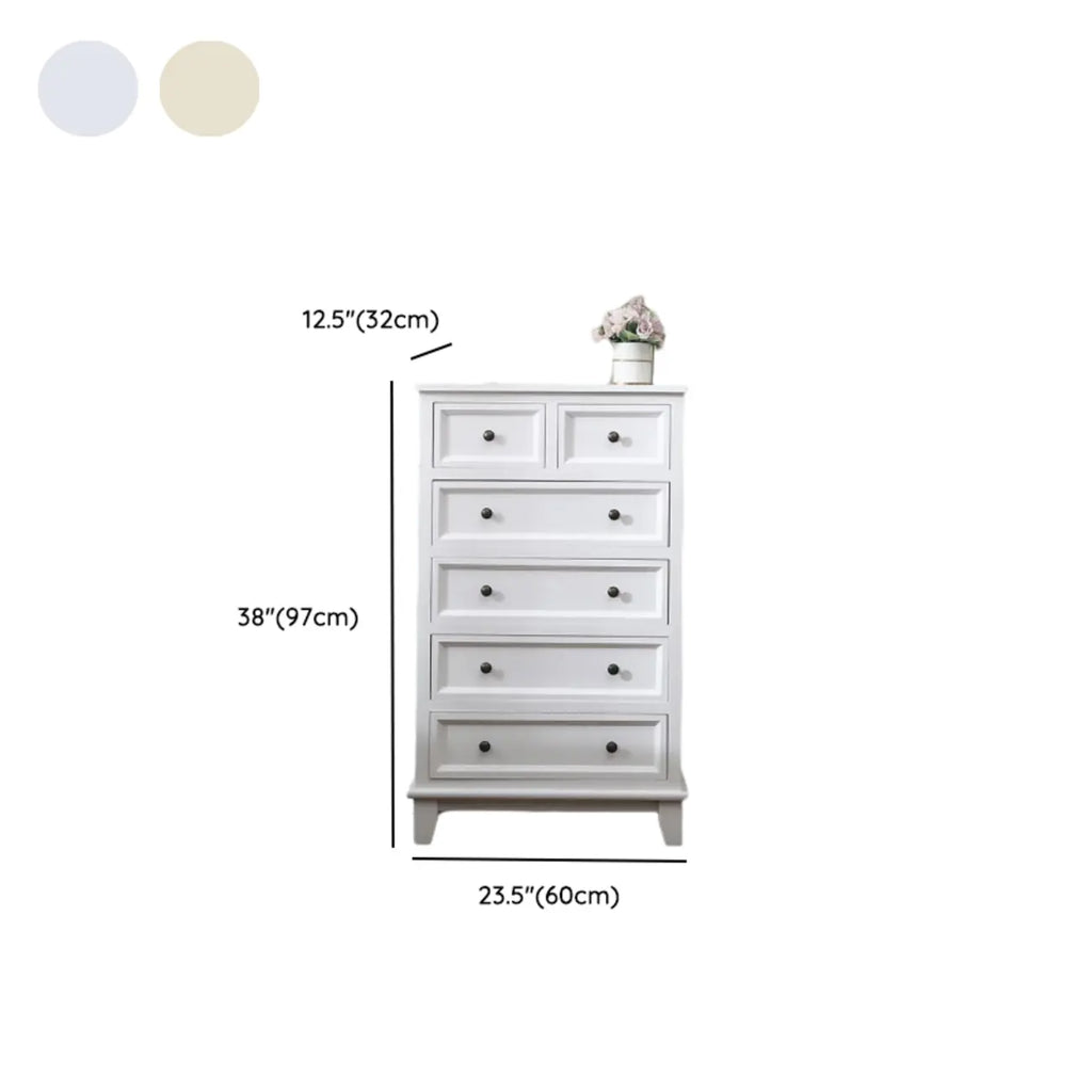 Commode élégante en bois blanc à 7 tiroirs avec poignée en métal