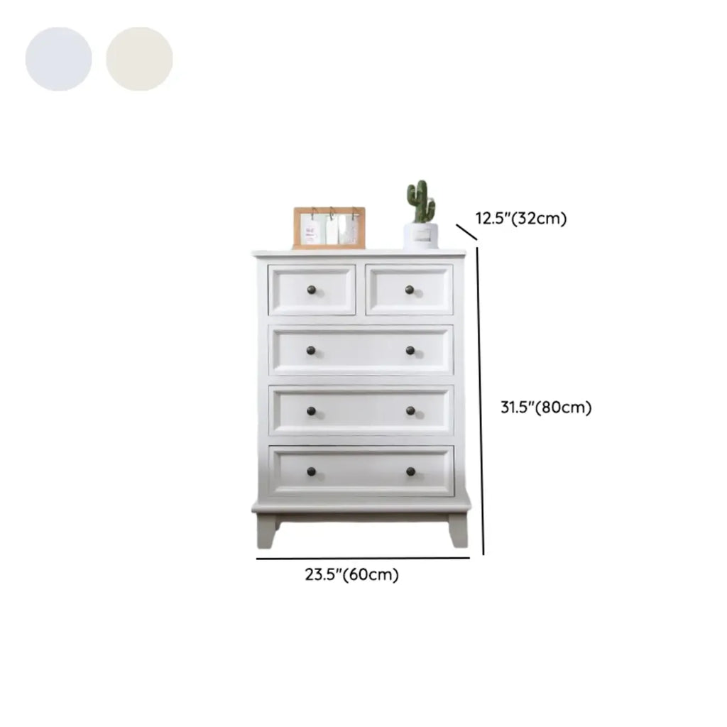 Commode élégante en bois blanc à 7 tiroirs avec poignée en métal