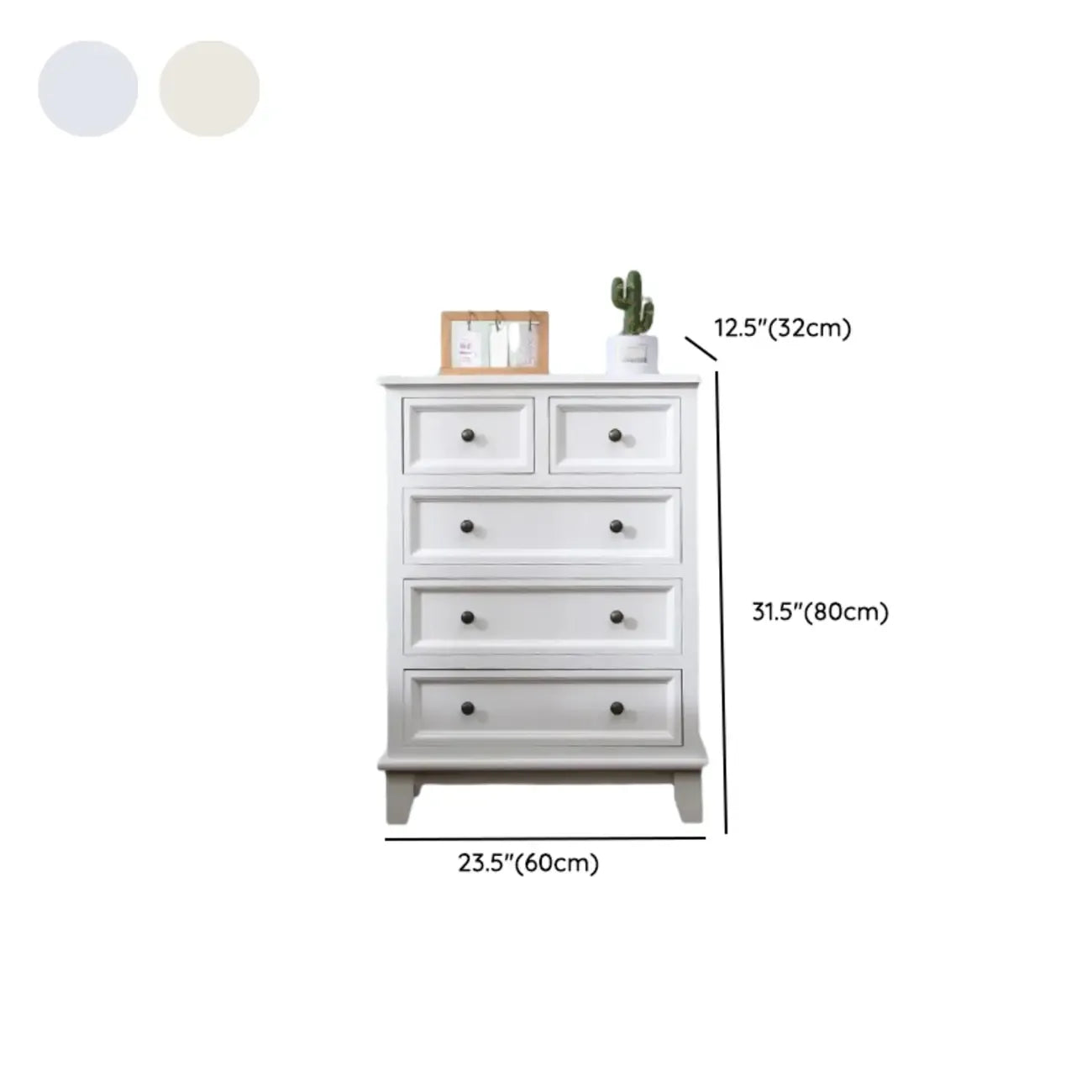 Commode élégante en bois blanc à 7 tiroirs avec poignée en métal
