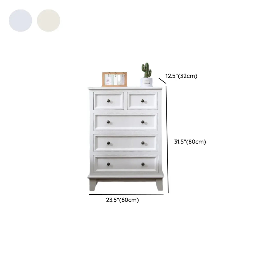 Commode élégante en bois blanc à 7 tiroirs avec poignée en métal