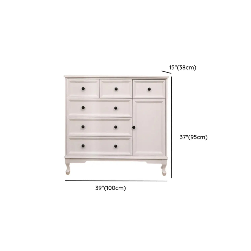 Commode élégante en bois blanc à 7 tiroirs avec poignée en métal