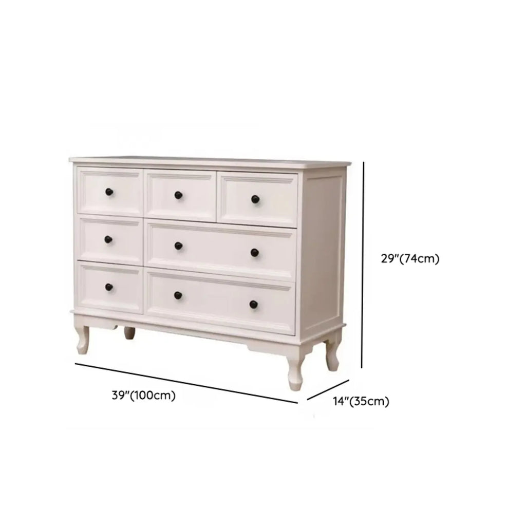 Commode élégante en bois blanc à 9 tiroirs avec poignée en métal