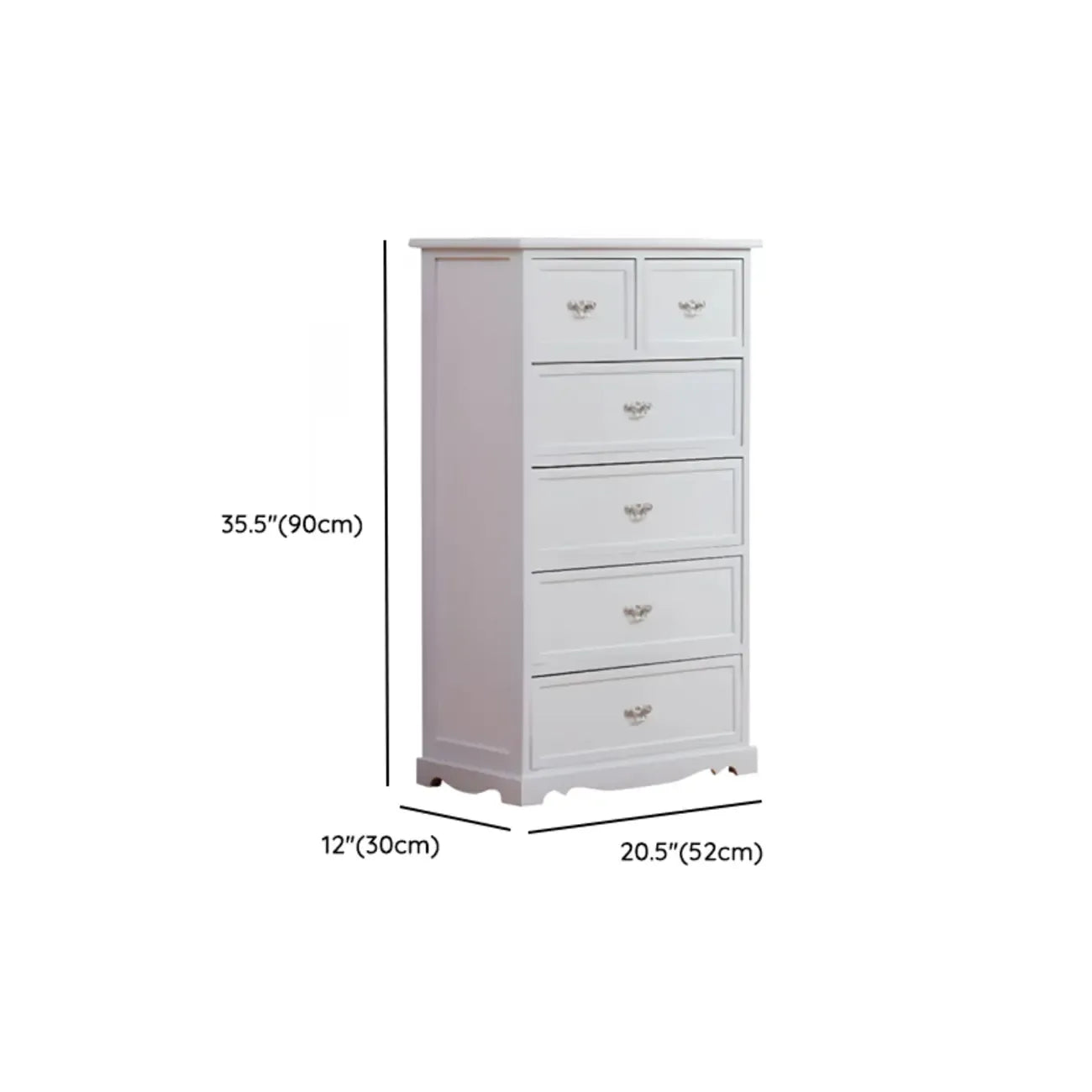 Commode élégante en bois blanc à 9 tiroirs avec poignée en métal
