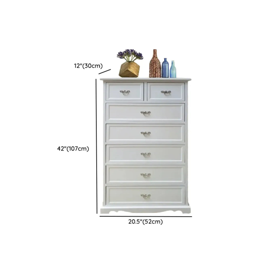 Commode élégante en bois blanc à 7 tiroirs avec poignée en métal