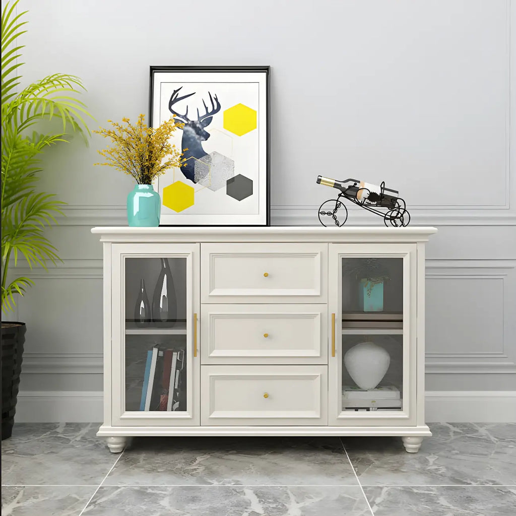 Buffet contemporain en bois blanc à 3 tiroirs