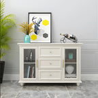 Buffet contemporain en bois blanc à 3 tiroirs