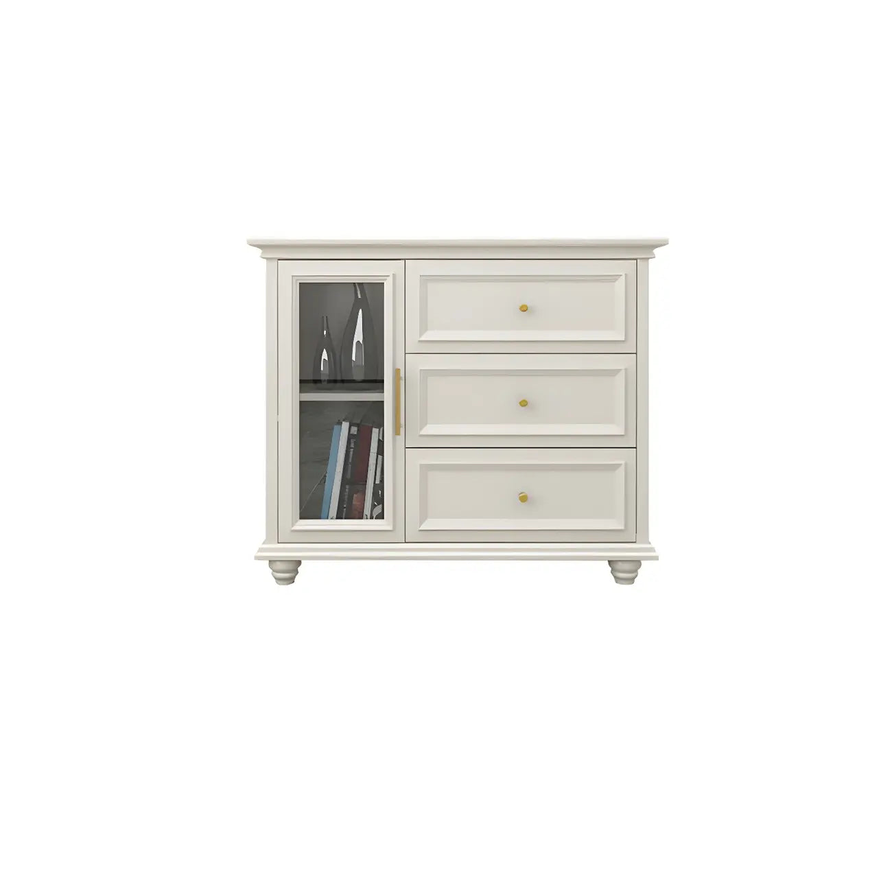Buffet contemporain en bois blanc à 3 tiroirs