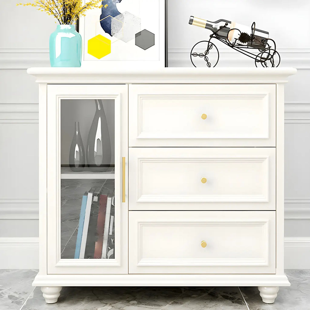 Buffet contemporain en bois blanc à 3 tiroirs