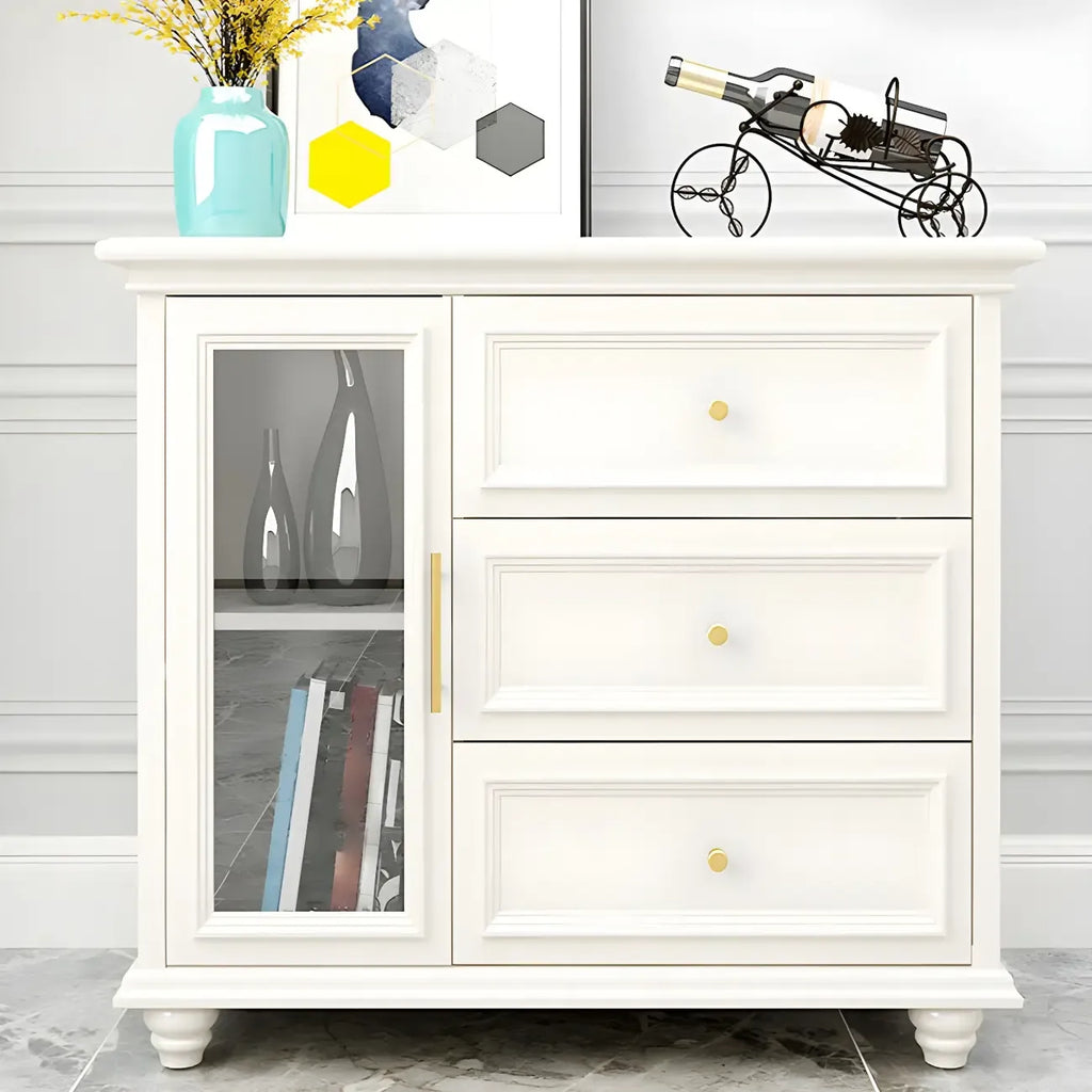 Buffet contemporain en bois blanc à 3 tiroirs
